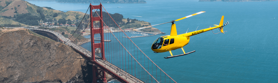 Helicopter flying over the Golden Gate Bridge
