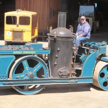 Vintage steam engine tractor on display at Pacific Coast Dream Machines event in Half Moon Bay, California.