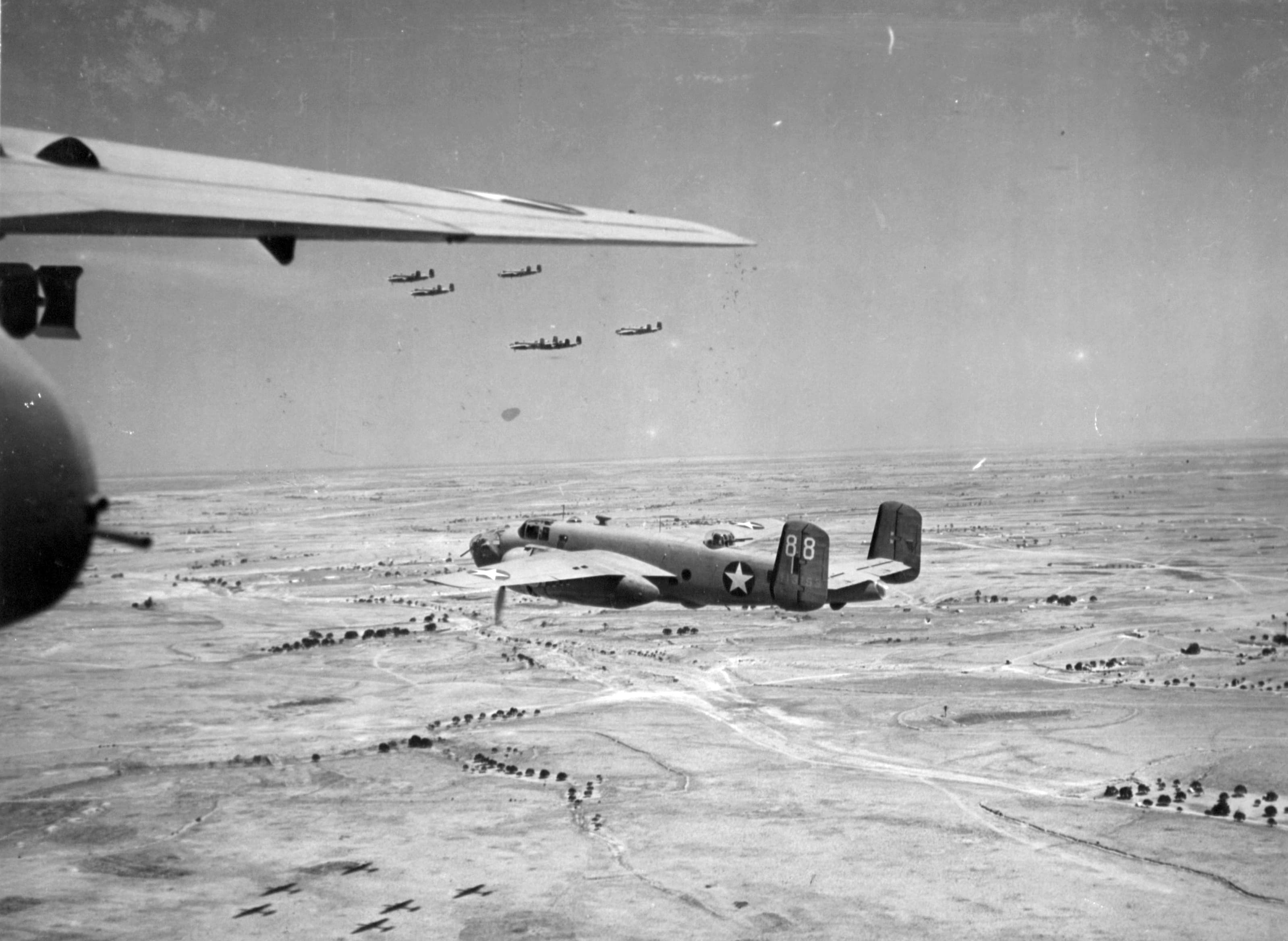 B-25 Mitchell bomber in flight during World War II