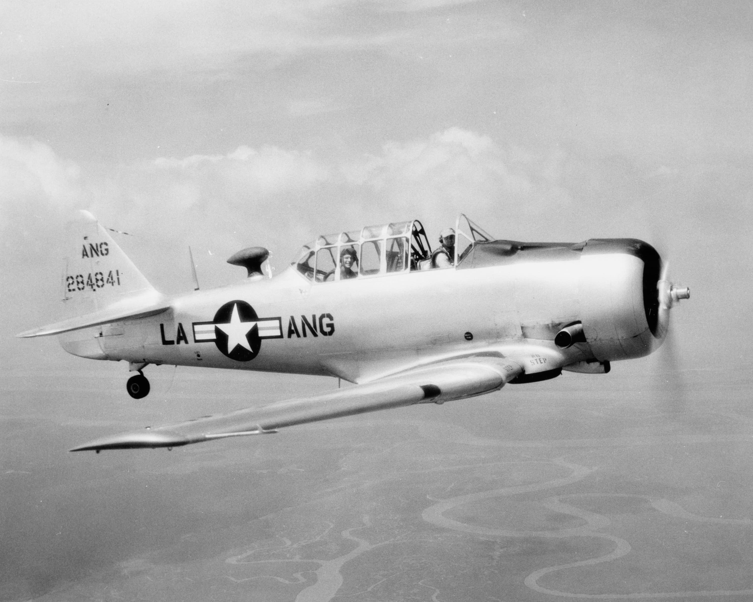 T-6 Texan trainer aircraft in flight