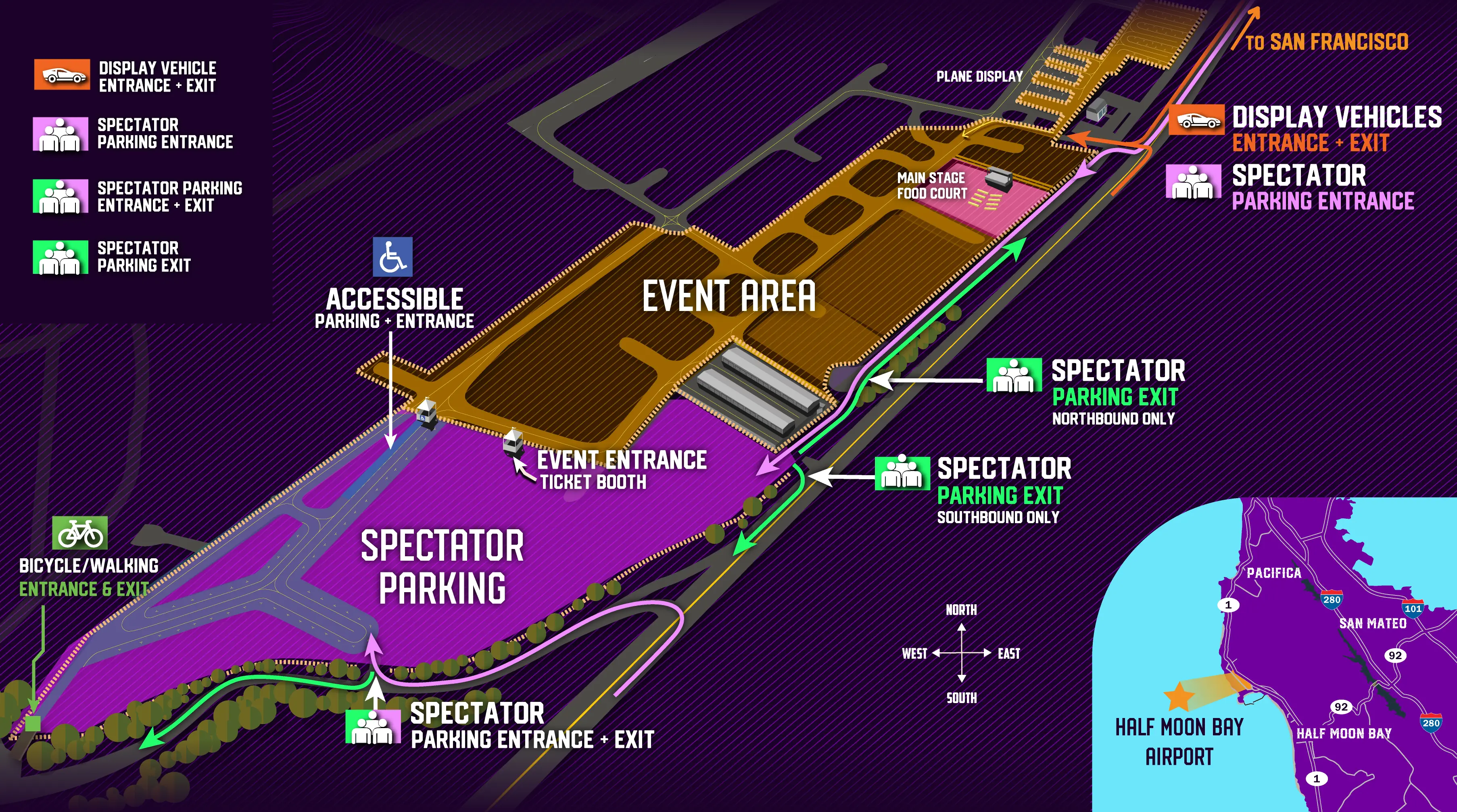 Pacific Coast Dream Machines Event Layout Map - Half Moon Bay Airport