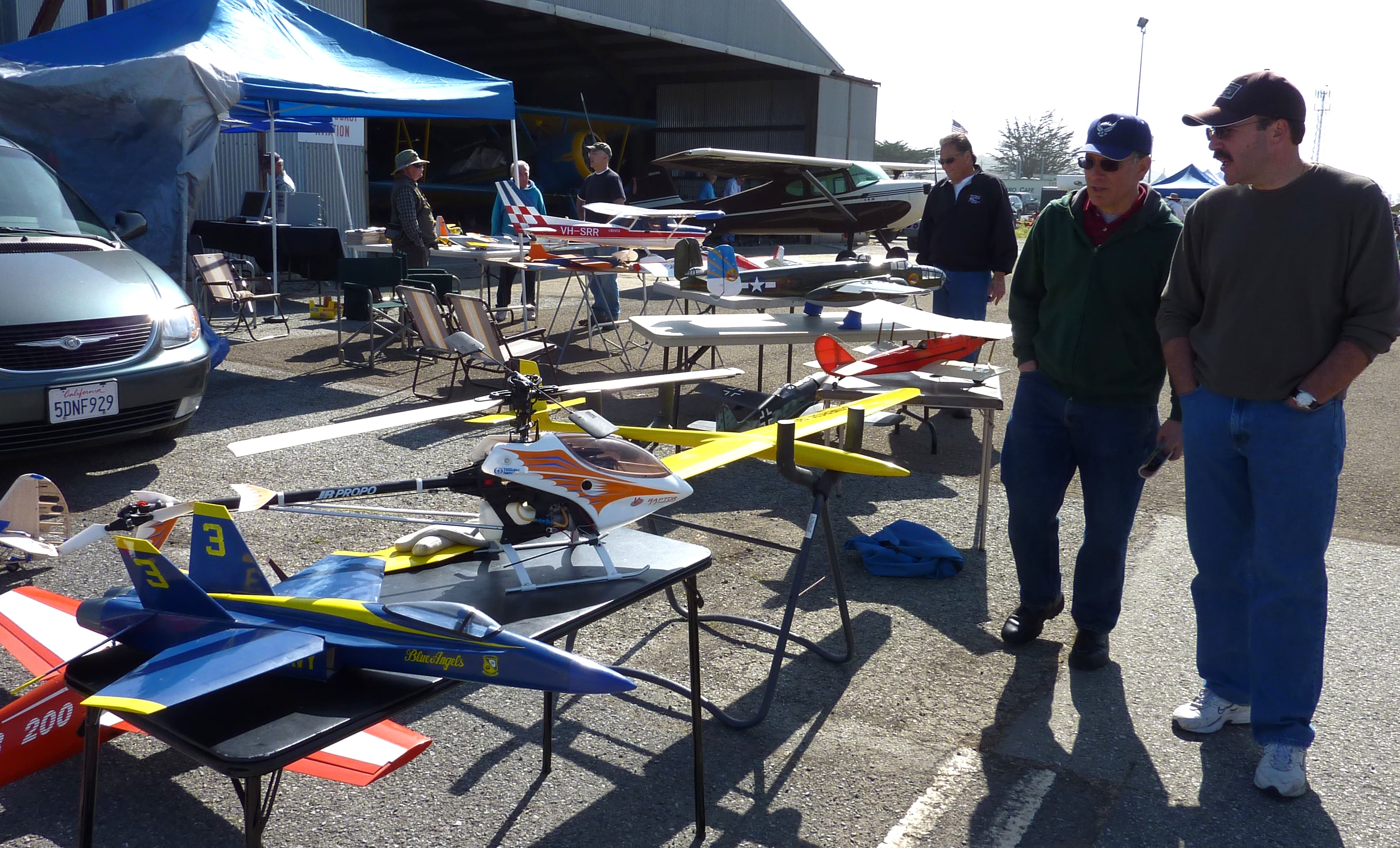 Visitors viewing R/C airplane display